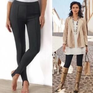 Soft Surroundings Black Ponte Stirrup Leggings Women's L